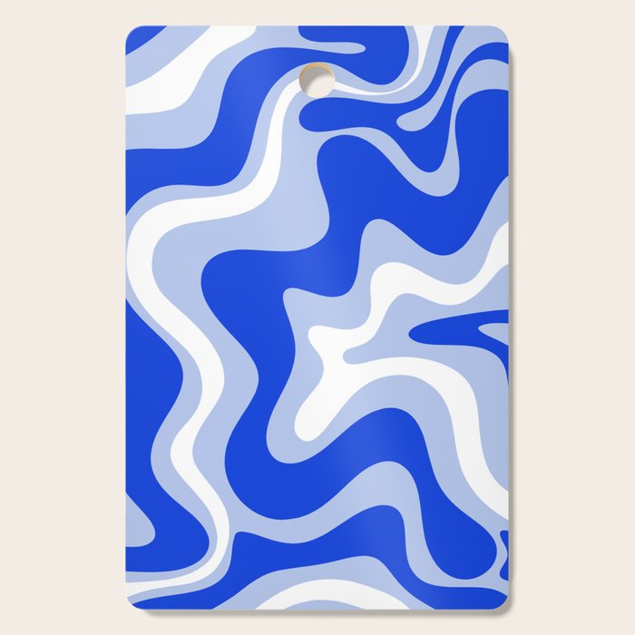 Retro Liquid Swirl Abstract Pattern Royal Blue, Light Blue, and White  Cutting Board Gallery Image 1