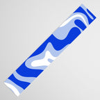 Retro Liquid Swirl Abstract Pattern Royal Blue, Light Blue, and White  Table Runner Gallery Image 3