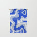 Retro Liquid Swirl Abstract Pattern Royal Blue, Light Blue, and White  Wall Hanging Gallery Image 1