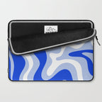 Retro Liquid Swirl Abstract Pattern Royal Blue, Light Blue, and White  Laptop Sleeve Gallery Image 2