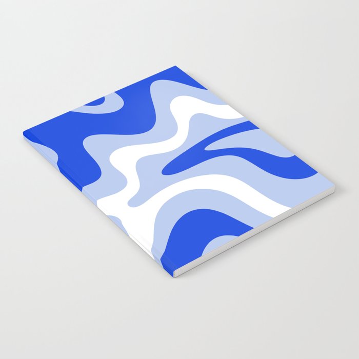 Retro Liquid Swirl Abstract Pattern Royal Blue, Light Blue, and White  Notebook Gallery Image 1