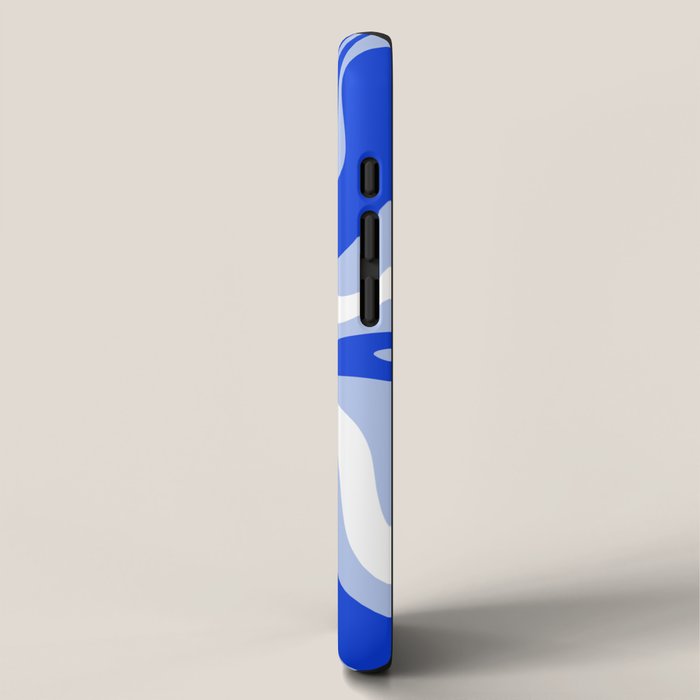 Retro Liquid Swirl Abstract Pattern Royal Blue, Light Blue, and White  iPhone Case Gallery Image 2