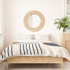Mid Century Modern Geometric 199 in Navy Blue Orange Duvet Cover Gallery Image 3