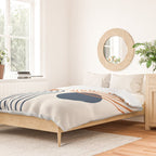 Mid Century Modern Geometric 199 in Navy Blue Orange Duvet Cover Gallery Image 2