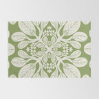 Naupaka Hawaiian quilt pattern in sage and beige Rug Gallery Image 2