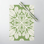 Naupaka Hawaiian quilt pattern in sage and beige Wrapping Paper Gallery Image 1
