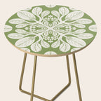 Naupaka Hawaiian quilt pattern in sage and beige Side Table Gallery Image 2