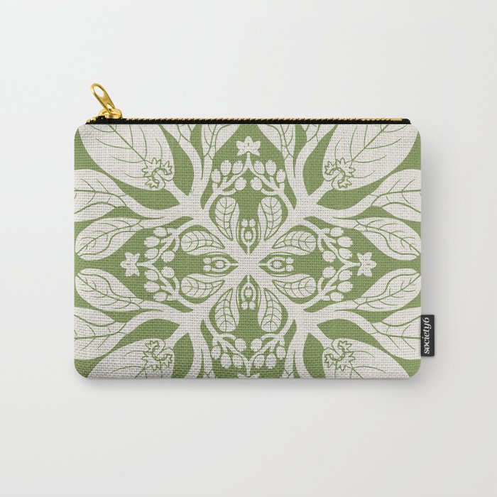 Naupaka Hawaiian quilt pattern in sage and beige Carry All Pouch Gallery Image 1