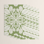 Naupaka Hawaiian quilt pattern in sage and beige Wrapping Paper Gallery Image 3