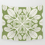 Naupaka Hawaiian quilt pattern in sage and beige Wall Tapestry Gallery Image 4