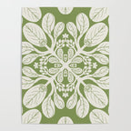 Naupaka Hawaiian quilt pattern in sage and beige Poster Gallery Image 4