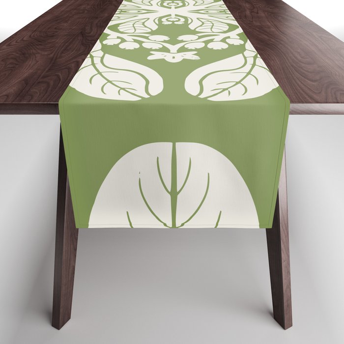 Naupaka Hawaiian quilt pattern in sage and beige Table Runner Gallery Image 1