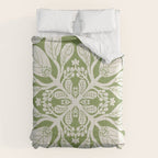 Naupaka Hawaiian quilt pattern in sage and beige Comforter Gallery Image 6