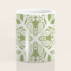Naupaka Hawaiian quilt pattern in sage and beige Coffee Mug Gallery Image 4