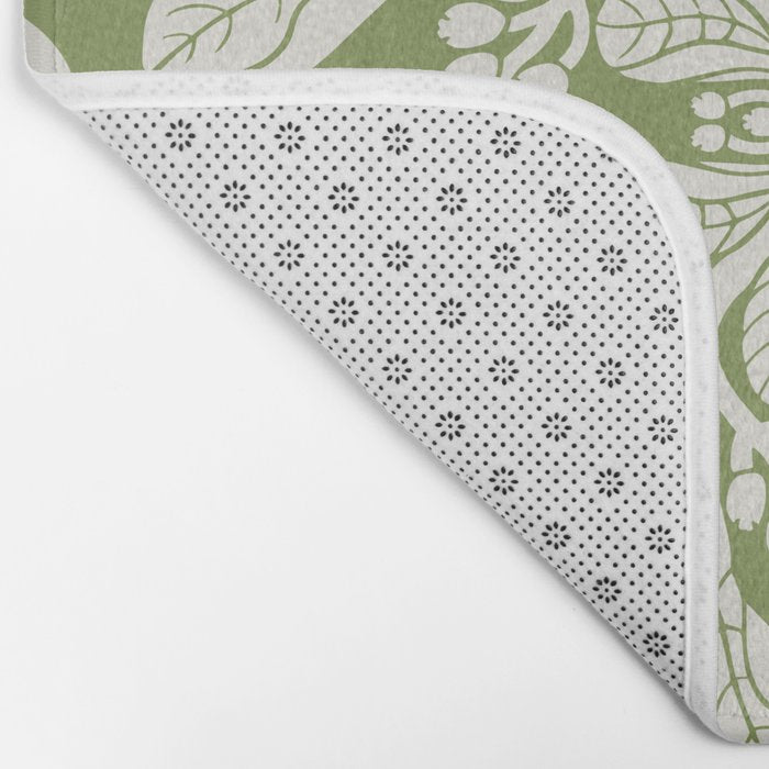 Naupaka Hawaiian quilt pattern in sage and beige Bath Mat Gallery Image 2