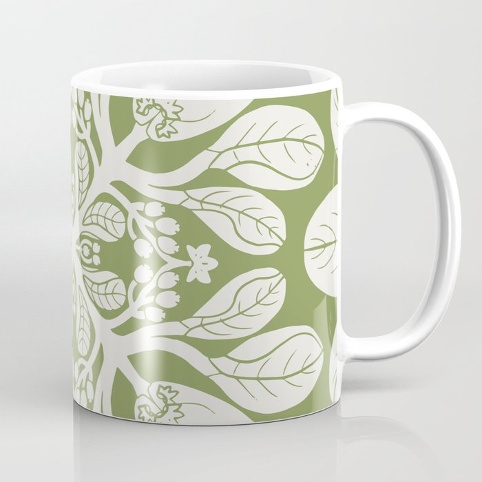 Naupaka Hawaiian quilt pattern in sage and beige Coffee Mug Gallery Image 1