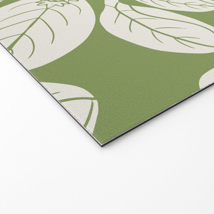 Naupaka Hawaiian quilt pattern in sage and beige Welcome Mat Gallery Image 2