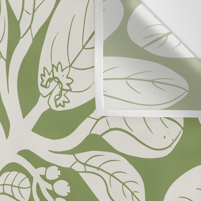 Naupaka Hawaiian quilt pattern in sage and beige Wall Tapestry Gallery Image 3
