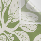Naupaka Hawaiian quilt pattern in sage and beige Wall Tapestry Gallery Image 3