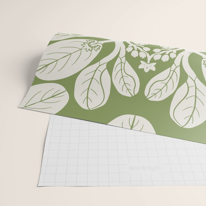 Naupaka Hawaiian quilt pattern in sage and beige Wrapping Paper Gallery Image 2