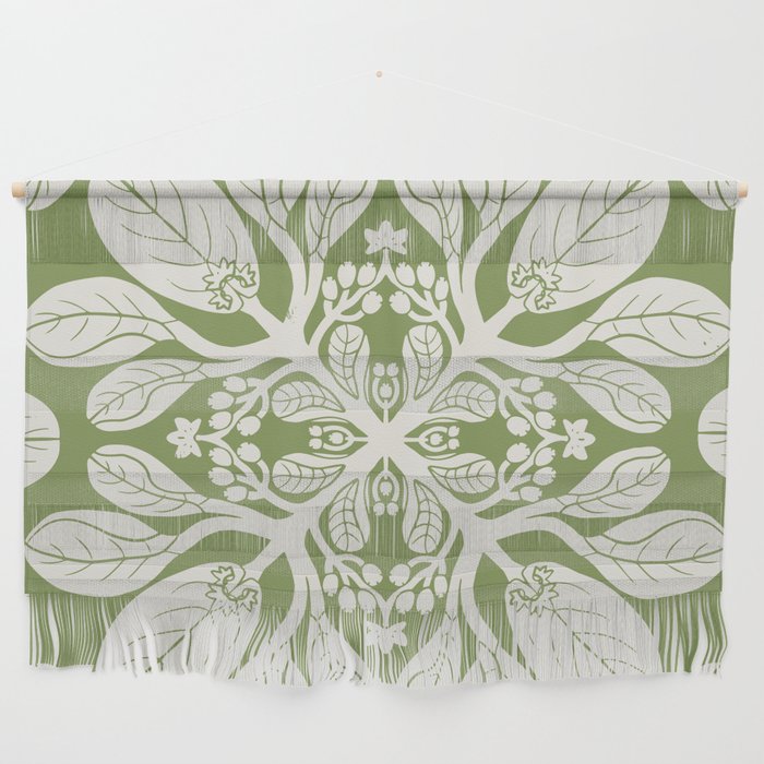 Naupaka Hawaiian quilt pattern in sage and beige Wall Hanging Gallery Image 1
