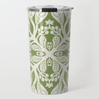 Naupaka Hawaiian quilt pattern in sage and beige Travel Mug Gallery Image 1