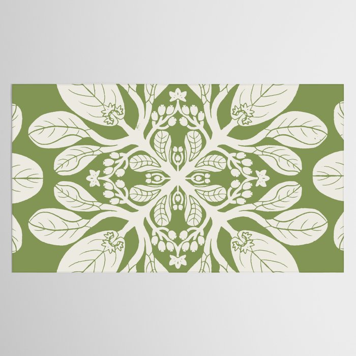 Naupaka Hawaiian quilt pattern in sage and beige Tablecloth Gallery Image 2
