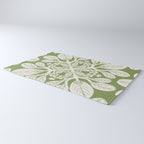 Naupaka Hawaiian quilt pattern in sage and beige Rug Gallery Image 3