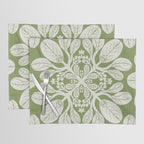 Naupaka Hawaiian quilt pattern in sage and beige Placemat Gallery Image 1