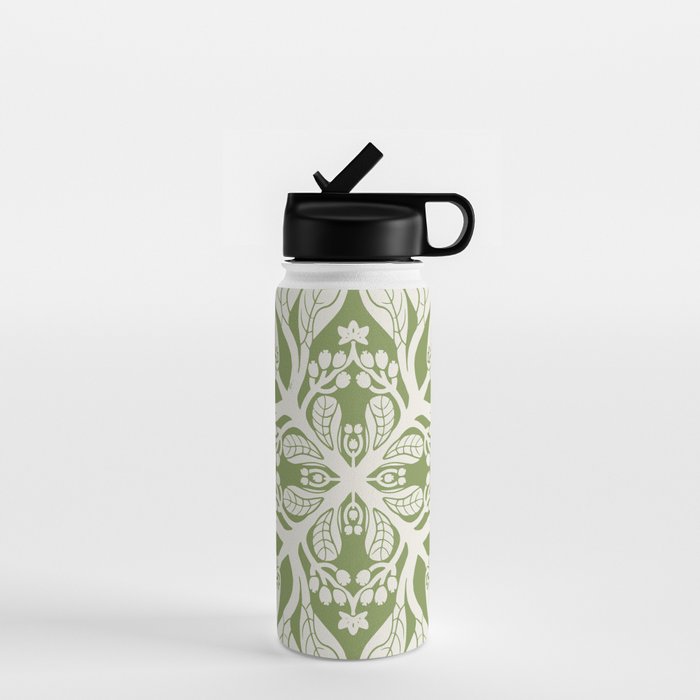 Naupaka Hawaiian quilt pattern in sage and beige Water Bottle Gallery Image 1