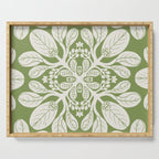 Naupaka Hawaiian quilt pattern in sage and beige Serving Tray Gallery Image 1