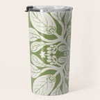 Naupaka Hawaiian quilt pattern in sage and beige Travel Mug Gallery Image 3