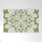 Naupaka Hawaiian quilt pattern in sage and beige Welcome Mat Gallery Image 1