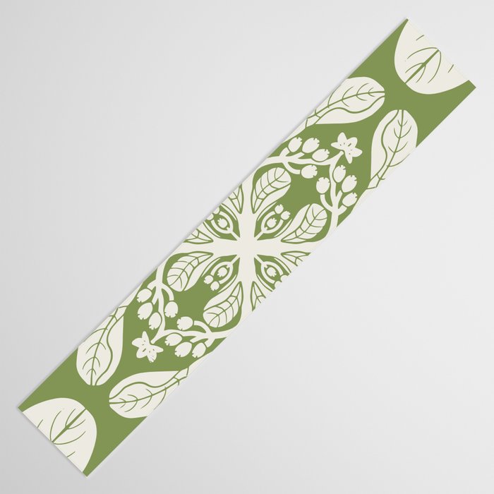Naupaka Hawaiian quilt pattern in sage and beige Table Runner Gallery Image 3