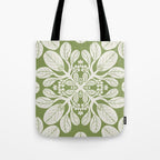 Naupaka Hawaiian quilt pattern in sage and beige Tote Bag Gallery Image 1
