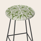 Naupaka Hawaiian quilt pattern in sage and beige Stool Gallery Image 2