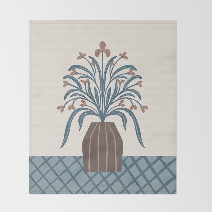 Earthy Modern Vase with Florals Throw Blanket Gallery Image 2
