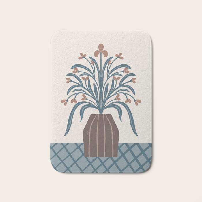 Earthy Modern Vase with Florals Bath Mat Gallery Image 1