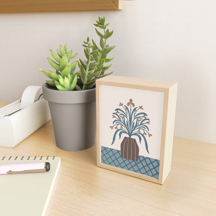 Earthy Modern Vase with Florals Mini Art Print Gallery Image 2