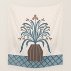 Earthy Modern Vase with Florals Wall Tapestry Gallery Image 4