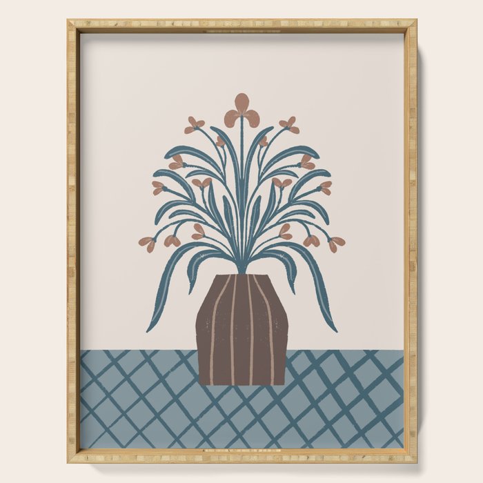 Earthy Modern Vase with Florals Serving Tray Gallery Image 1