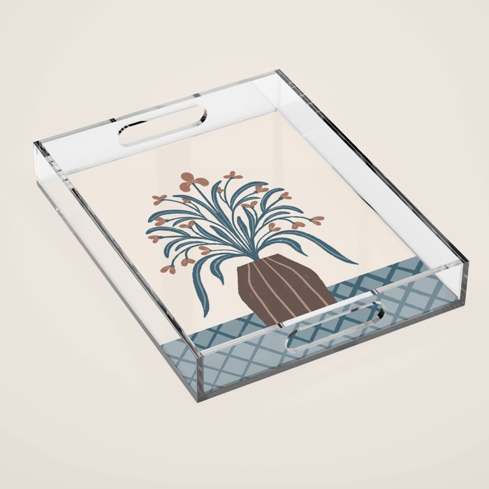 Earthy Modern Vase with Florals Acrylic Tray Gallery Image 1
