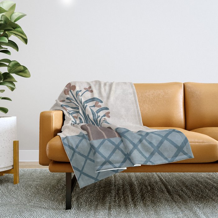 Earthy Modern Vase with Florals Throw Blanket Gallery Image 1