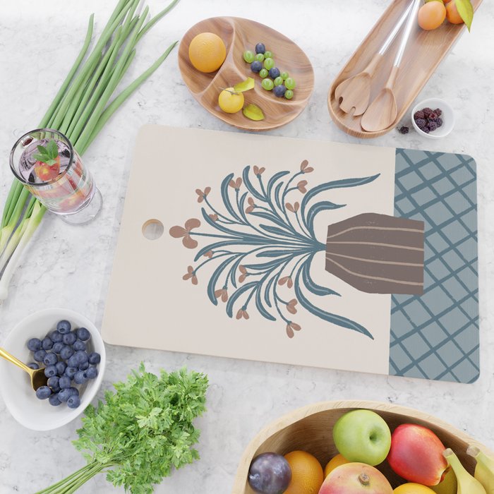 Earthy Modern Vase with Florals Cutting Board Gallery Image 2