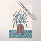 Earthy Modern Vase with Florals Wrapping Paper Gallery Image 1