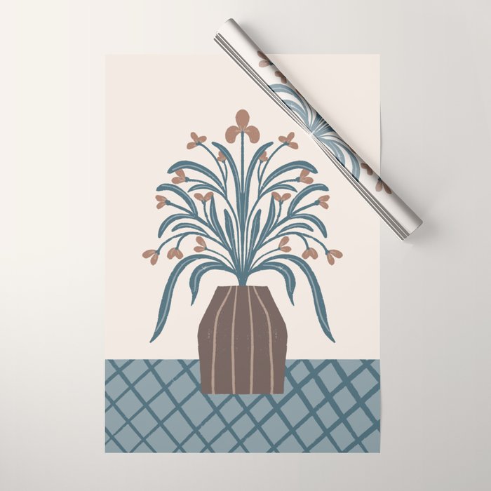 Earthy Modern Vase with Florals Wrapping Paper Gallery Image 1