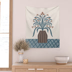 Earthy Modern Vase with Florals Wall Tapestry Gallery Image 2