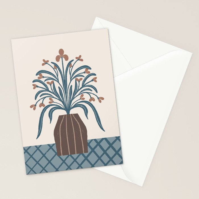 Earthy Modern Vase with Florals Stationery Card Gallery Image 2