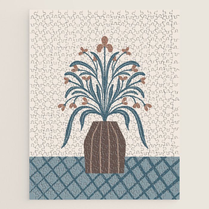 Earthy Modern Vase with Florals Jigsaw Puzzle Gallery Image 1