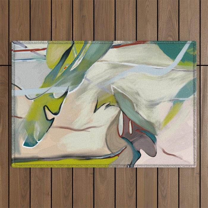 abstract pastel leaves Outdoor Rug Gallery Image 1